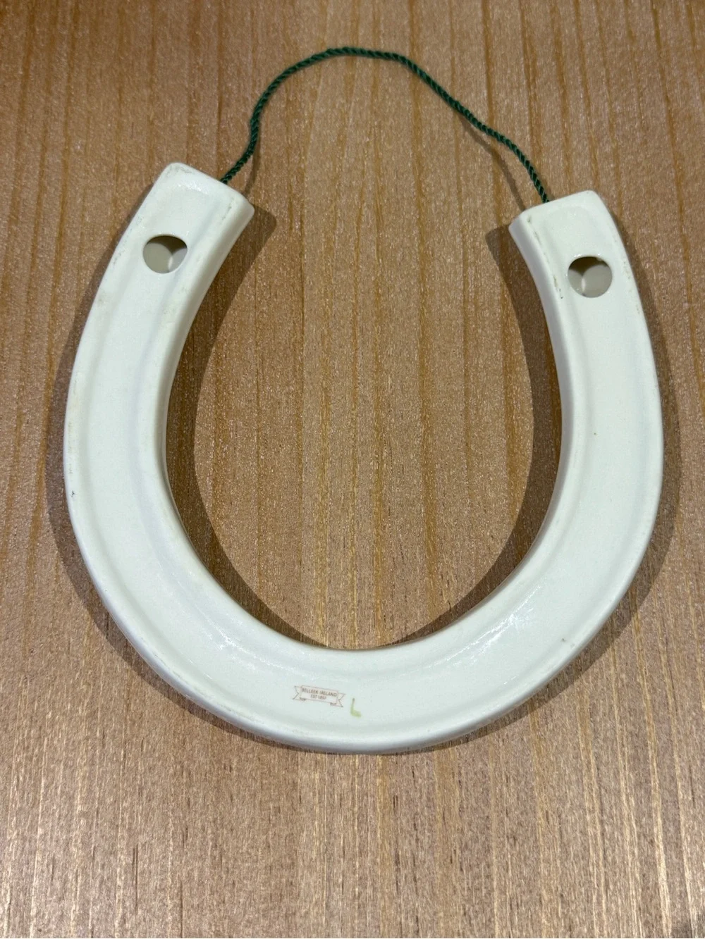 Belleek Good Luck White Ceramic Horseshoe Wall Decor with Green Accents